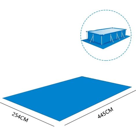 Tapis de piscine en polyéthylène, bleu, de forme rectangulaire, réutilisable (1/2)
