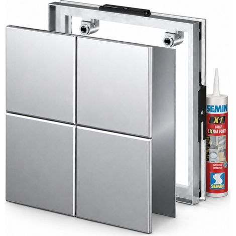SEMIN Trappe de Visite à Carreler 300 x 300 mm + Colle Tous Matériaux Incluse - Trappe d’Inspection Invisible pour Salle de Bain, Douche et Baignoire - Fermeture Magnétique - Acier Galvanisé (1/5)