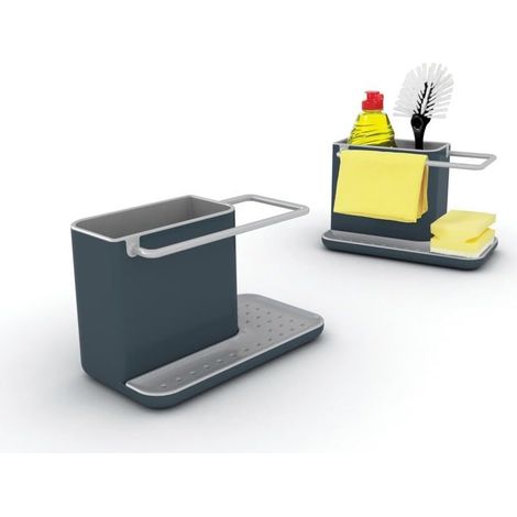 1 Rangement évier, égouttoir intégré, support éponge, liquide vaisselle, démontable, cuisine (1/4)
