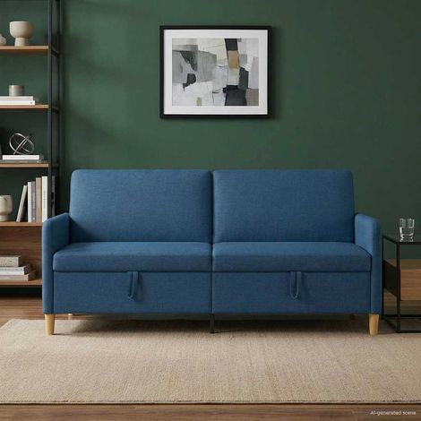 vidaXL Sofá con almacenamiento Azul 192 x 78 x 87 cm Poliéster (1/5)