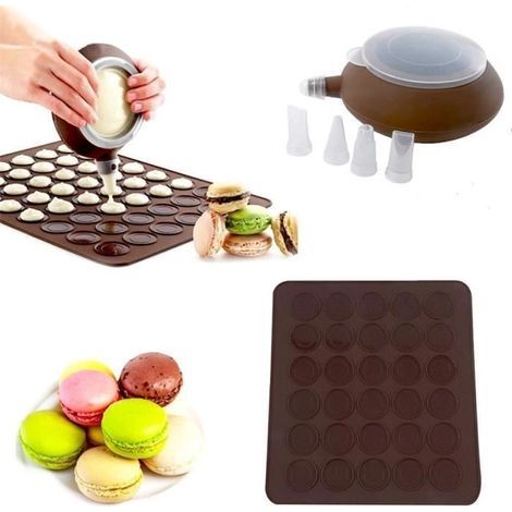Moule de silicone de cuisson Set de cuisson macaron Moule en silicone avec presse Décoration Stylo de beurre de cuisson outil Moule (1/4)