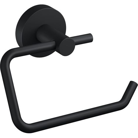 Toilettenpapierhalter, Mattschwarz – Deckelloser Papierrollenhalter für moderne und industrielle Badezimmer – Kein Bohren – 99 mm x 140 mm x 53 mm