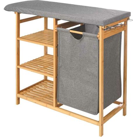 Regal aus Bambus mit Bügelbrett und Wäschekorb BAMY, 111 x 34 x 82 cm (1/4)