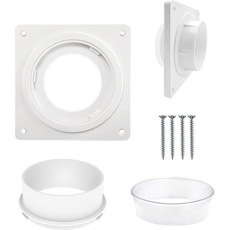 Kit de raccordement d'évacuation : plaque murale pour conduit de sèche-linge avec système de raccordement rapide, compatible avec les conduits flexibles de 4 pouces (environ 10 cm) (1/5)