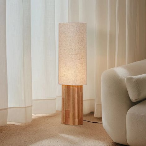 [NEUWERTIG] B-Ware Lindby Stehleuchte Lampe Kimiko Holz Textil E27 Höhe 100 Cm Stehlampe Leuchte