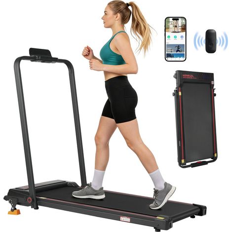 Tapis de course pliable 1–12 km/h, inclinaison 8 %, 2,5 CV, contrôle par application et télécommande (1/5)