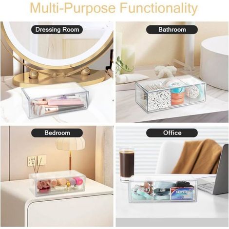 Organisateur maquillage - 1 pc, Transparent - 3 tiroirs empilables acrylique pour cosmétiques - Rangement Aucunely (1/5)
