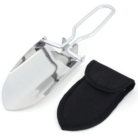 Pelle de tranchée pliante en acier inoxydable pour camping, mini pelle pliante avec pochette de transport pour extérieur, jardin, randonnée, jardinage (1/5)