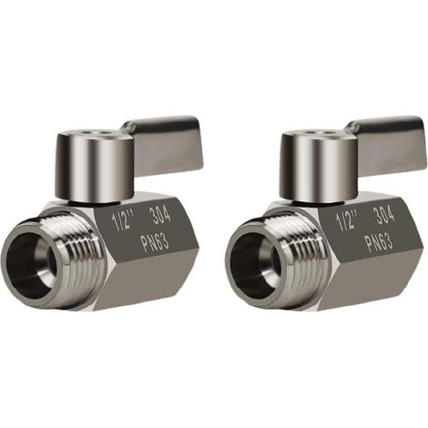 mini-vannes à bille en acier inoxydable 304 (filetage NPT 1/2 pouce femelle x mâle), vanne de régulation de débit d'eau (1/5)