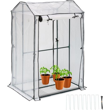 Relaxdays Serra da Balcone e Giardino, con 4 Ripiani, 150 x 100 x 80 cm, in PVC, Telaio in Acciaio, Trasparente Verde (1/5)
