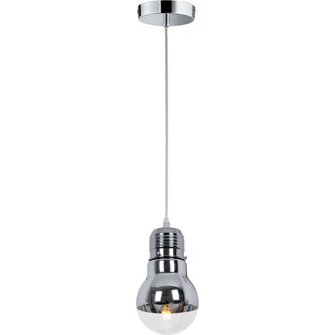Hängeleuchte Glühbirnenform Glas Esszimmerleuchte hängend Retro Pendelleuchte Glühbirne Retro Edison, chromfarben, E27 Fassung, DxH 15x120 cm