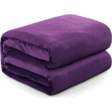 MINKUROW Kuscheldecke, flauschige Fleecedecke, weich und warm für Bett, Sofa, Kuscheldecke als Couchdecke, 130 x 150 cm, lila (1/5)