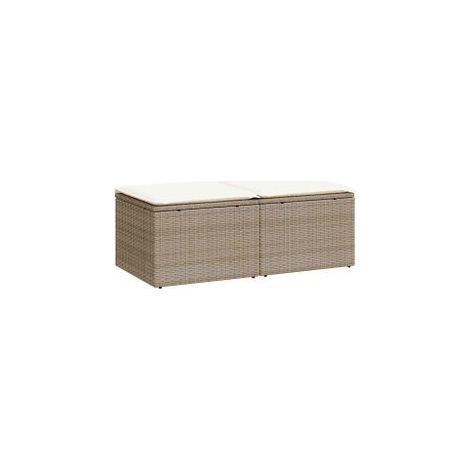 Salon de jardin avec coussins 2 pcs beige résine tressée acacia (1/5)