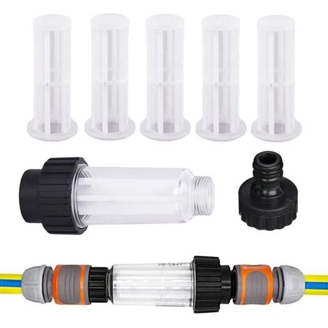 7-teiliges Schlauchfilter-Set für Hochdruckreiniger, Schlauchfilter mit 3/4"-Wasseranschluss, Gartenpumpe, Wasserfilter für Hochdruckreiniger, für alle Hochdruckreiniger