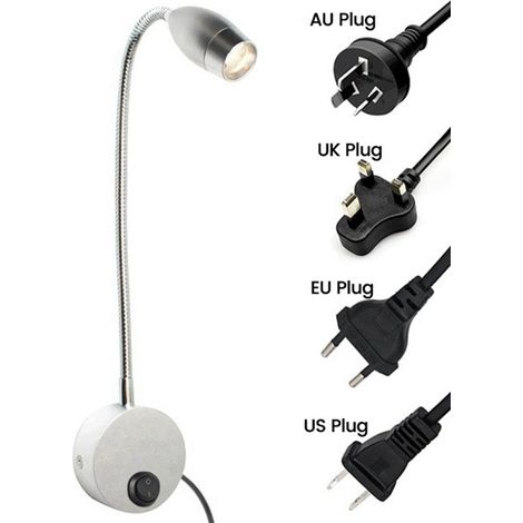 1 Set. Farbe: Silber. Material: Aluminium und Eisen. Flexibler LED-Wandstrahler (100–240 V, US-Standards).