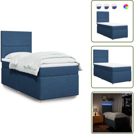 Boxspringbett mit Matratze Blau 80x200 cm Stoff - Boxspringbett - Doppelbett - Liegefläche 80x200cm - Blau - Bettenrahmen (1/5)