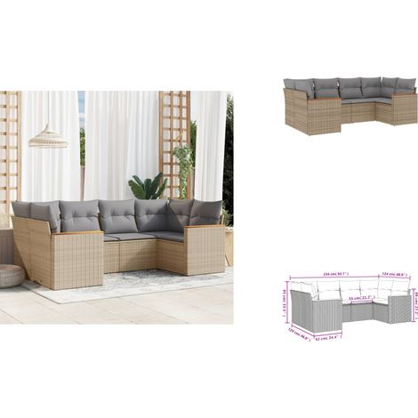 vidaXL Salon de jardin avec coussins 6 pcs beige résine tressée (1/3)