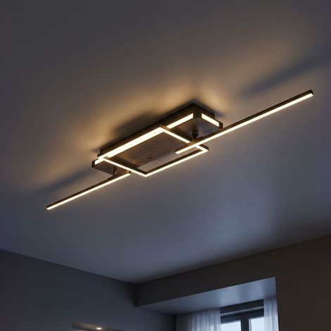 Deckenleuchte Deckenlampe Wohnzimmerlampe LED Holzoptik Dreh-Schwenkbar L 120 cm