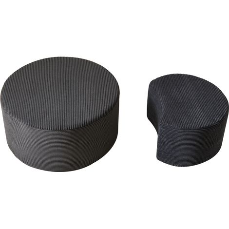 Lot de 2 tables basses rondes rembourrées en mousse pour salon, moderne, table d'appoint, pouf prêt à l'emploi
