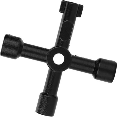 Clé Universelle Croix 4 Fonctions en Alliage de Zinc pour Plombiers Électriciens Outils de Vanne Noir (1/5)