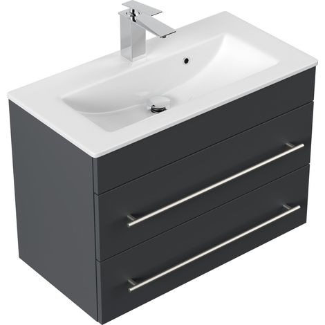 Badmöbel Mars 700 SlimLine 70x36cm mit 2 SoftClose Schubladen grafit