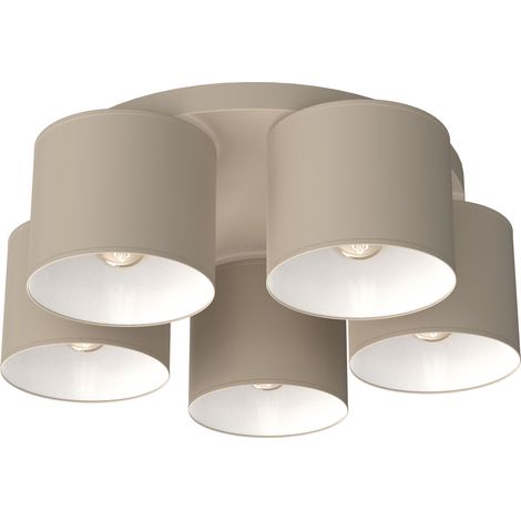 Plafonnier minimaliste 5 lumières beige en tissu E27 collection Arden Luminex (1/2)