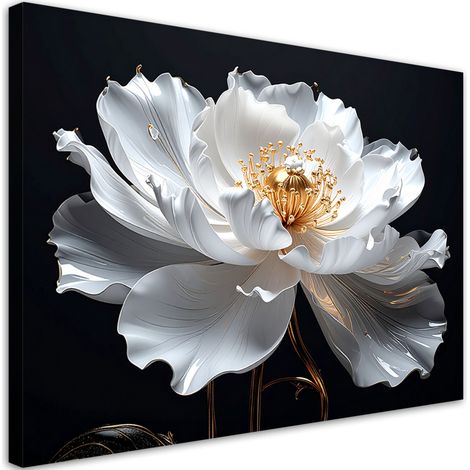 Cuadro sobre Lienzo Gran flor blanca sobre fondo negro 30x20 (1/5)