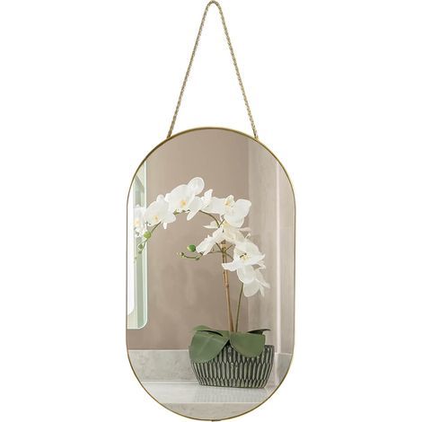 Rahmenloser ovaler Wandspiegel, goldfarben, ovale Form, für Badezimmer und mehr, 40,6 x 23,4 cm (1/5)