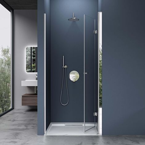 doporro Porta Doccia Pieghevole per Nicchia 80x190 cm, Cabina Doccia in Vetro di Sicurezza ESG Trasparente con Rivestimento Easy-Clean, Teramo26K (1/5)