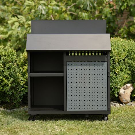 Cook'In Garden – Module desserte burn – Acier époxy – Dimensions L 80 × l 54 × H 102 cm – Installation facile avec notice incluse (1/3)