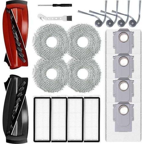 Kit accessoires pour Roborock Qrevo Curve/Qrevo Edge aspirateur robot, XU, 1 kit de brosse principale, 4 filtres HEPA, 4 Chiffons, 4 s (1/4)