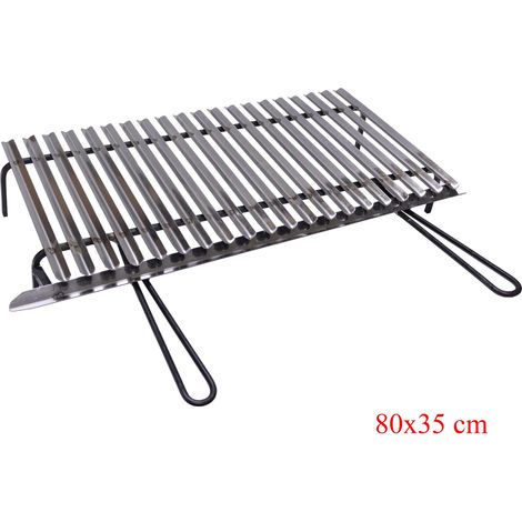 Graticola in acciaio, griglia inox per barbecue con recupero oli + omaggio scegli la misura: 80x35 cm