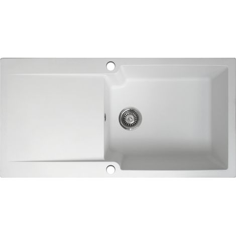 Essebagno Evier réversible 1 grande cuve 1 égouttoir Lisse résine blanc
