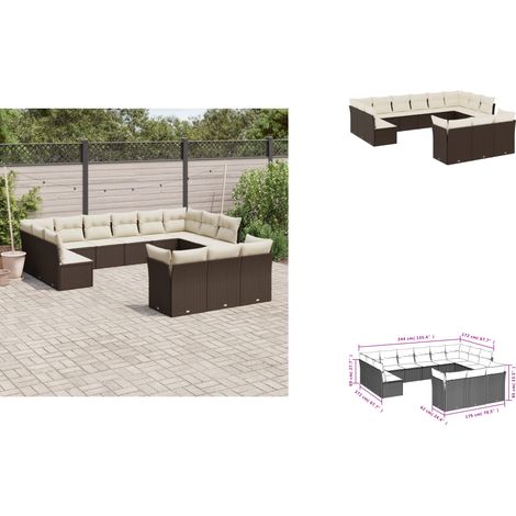 Salon de jardin avec coussins 13 pcs marron résine tressée - Salon De Jardin - Canapé Extérieur - Meuble De Jardin - Ensemble Salon De Jardin - Mobilier De Jardin