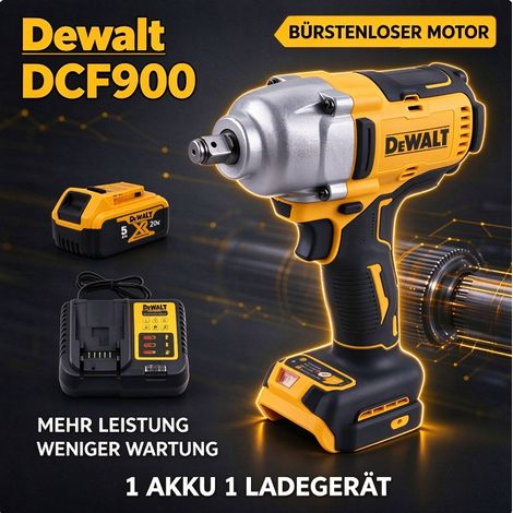 DEWALT DCF900 Hochmoment Akku-Schlagschrauber 18V Set mit Akku & Ladegerät für Stahlbau (1/5)