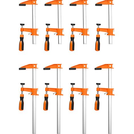 Mophorn Juego de 8 sargentos de barra 15,24 cm y 30,48 cm, con capacidad de sujeción de 272 kg, acero al carbono, almohadillas de plástico y sistema de bloqueo automático, para carpintería. (1/5)