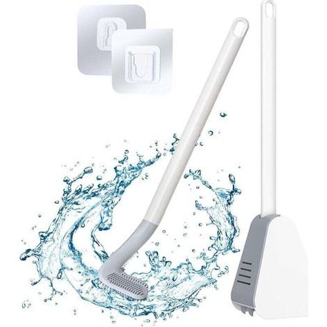 Golf-Toilettenbürste mit Halterung und Bürstenkopf, Silikon-Toilettenbürste mit langem Griff (Weiß) (1/4)