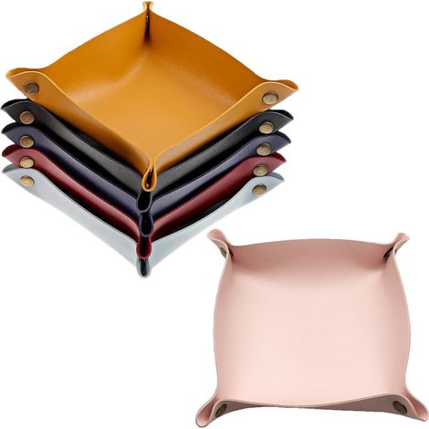 Set mit 6 quadratischen Schubladen – Aufbewahrungsbox aus Kunstleder – Schreibtisch- und Nachttisch-Organizer, tragbarer Reise-Organizer – Ideal für Damen und Herren – Für Schlüssel, Geldbörsen, Uhren (1/5)