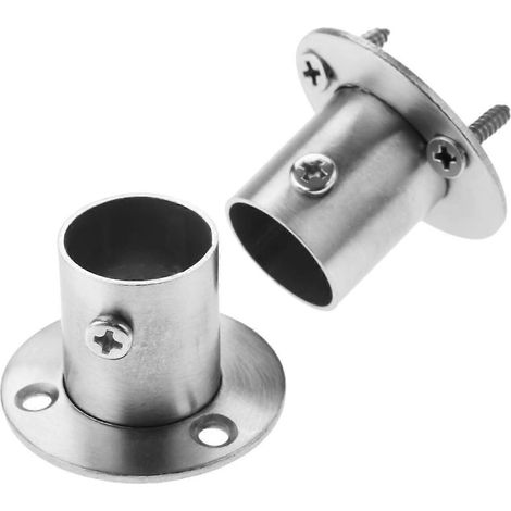Ensemble de 2 supports de tringle à vêtements en acier inoxydable avec bride. 22 mm (1/5)