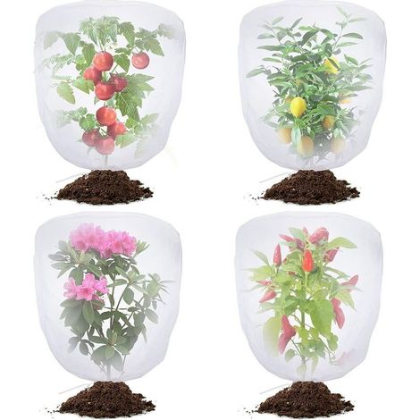Lot de 4 filets de jardin antiparasitaires avec cordon de serrage,,Filet anti-oiseaux pour la protection du jardin Moustiquaire Tomate Housse de protection pour plantes de jardin pour légumes myrtil (1/5)