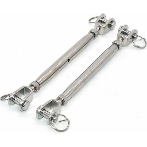 Set di 2 tenditori a ganasce M10 in acciaio inox 304 con chiusura magnetica, vite di bloccaggio in acciaio inox, tenditore per bulloni, tenditore per funi, tenditore per cavi in acciaio inox, tenditor (1/4)