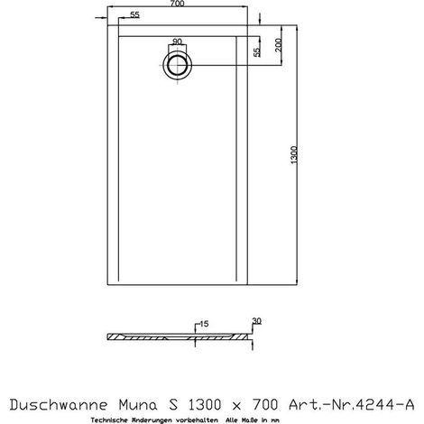 Ricevitore Doccia Hoesch Muna S 1300X700X30Mm Bianco