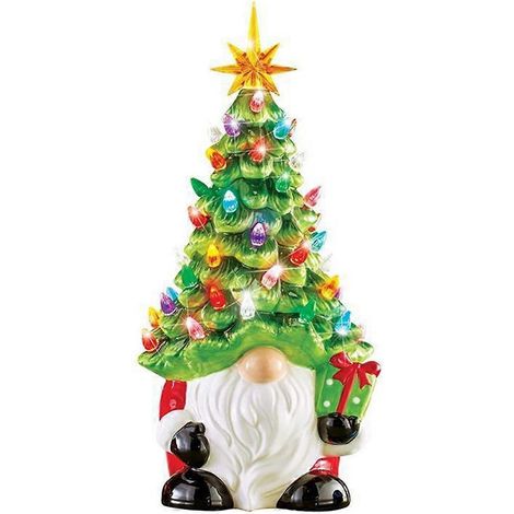 Décorations de Noël - Sapin de Noël miniature lumineux de 15,7 cm avec gnomes et lumières multicolores (1/5)