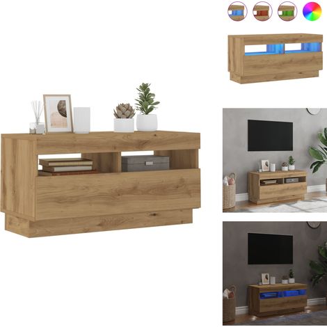 Meuble TV avec lumières LED chêne artisanal bois d'ingénierie - Meuble TV - Meubles TV - Support TV - Meuble Hifi (1/5)
