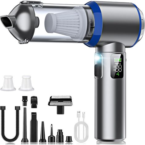 Aspirateur à main avec batterie 4 en 1, 32 000 PA, aspirateur à main de voiture, 3 vitesses 300 000 tr/min, moteur sans balais, écran LCD, pour voiture, bureau (1/5)