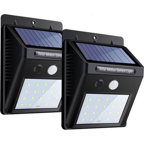 2 Solar-Außenleuchten – Zweiteiliges Set – Bewegungsmelder – 20 LED-Chips – Wasserdicht – Sensor für Außenbereich und Garten – Solar-Außenbeleuchtung (1/5)