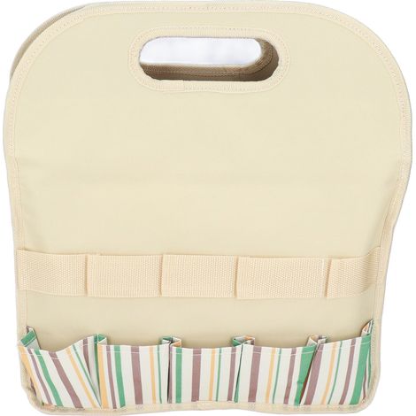 Sac à outils de jardin, sac de rangement multi-poches pour le jardinage intérieur et extérieur, coutures à rayures kaki