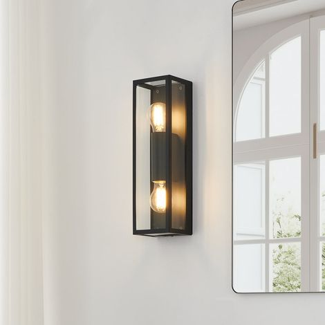 [GEBRAUCHT] B-Ware Eglo Bad-Wandleuchte Amezola Designer Wandleuchte 2-flammig dimmbar schwarz IP44 (1/2)