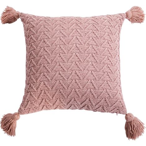 Kissenbezug Plüsch Schlafzimmer Chenille 45x45cm Quadratisch Nordisch mit Quasten Kissenhülle (1/5)