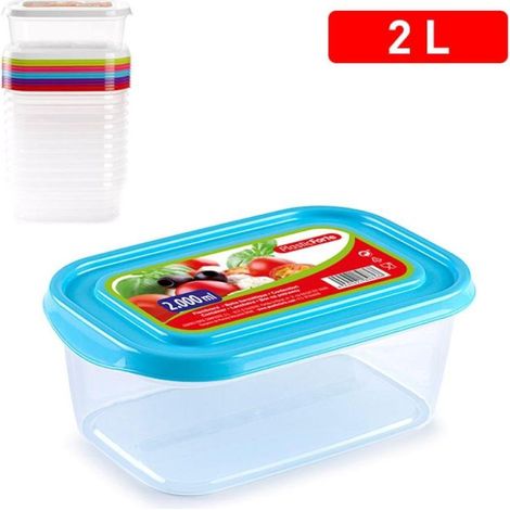 PLASTICFORTE fiambrera rectangular 2 litros 11720 , Fiambrera rectangular 2 litros.
-Colores de tapas surtidos: azul, verde, naranja, morado y rojo.
-Perfecto para contener y conse (1/2)